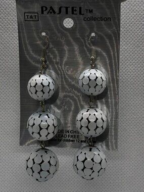 3For$20 Pastel Collection White  Triple Openwork Ball Drop Earrings
